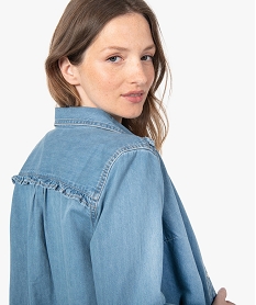 chemise de grossesse en jean avec details fronces bleu chemisiers et blousesC869901_2