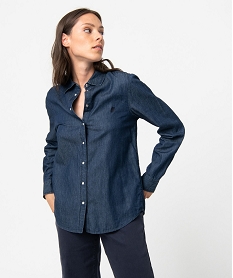 chemise en jean femme a manches longues - lulucastagnette bleu chemisiersC870101_2