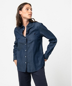 chemise en jean femme a manches longues - lulucastagnette bleuC870101_2