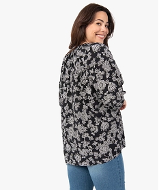 blouse femme grande taille imprimee a manches 34 imprime chemisiers et blousesC870801_3