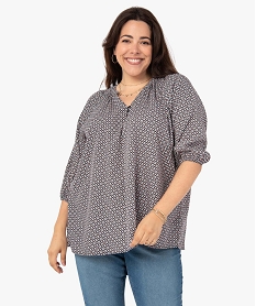 blouse femme grande taille imprimee a manches 34 imprime chemisiers et blousesC870901_1
