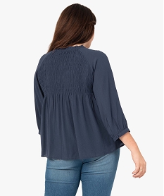 blouse femme grande taille en crepe avec buste smocke bleu chemisiers et blousesC871401_2