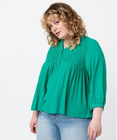 blouse femme grande taille en crepe avec buste smocke vertC871501_2