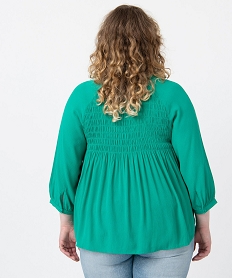 blouse femme grande taille en crepe avec buste smocke vert chemisiers et blousesC871501_3