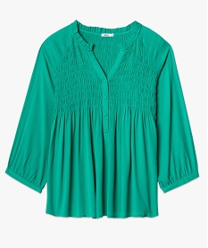 blouse femme grande taille en crepe avec buste smocke vert chemisiers et blousesC871501_4