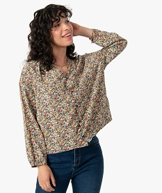 blouse femme a manches longues a motifs fleuris imprime blousesC872301_1