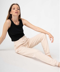 pantalon de jogging femme molletonne beige pantalonsC875701_1