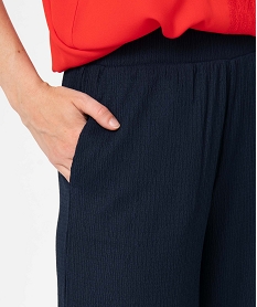 pantacourt femme ample en maille texturee extensible bleu pantacourtsC876401_2