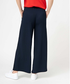 pantacourt femme ample en maille texturee extensible bleu pantacourtsC876401_3