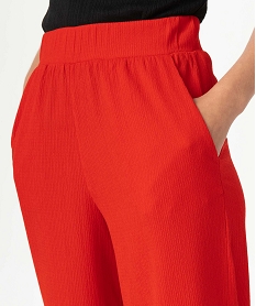 pantacourt femme ample en maille texturee extensible rouge pantacourtsC876501_2