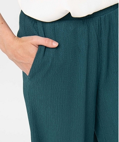 pantacourt femme ample en maille texturee extensible vert pantacourtsC876601_2