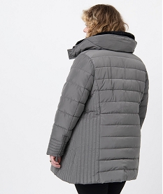 manteau femme grande taille matelasse avec col double grisC878001_3