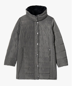 manteau femme grande taille matelasse avec col double gris vestes et manteauxC878001_4