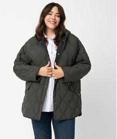 blouson femme grande taille matelasse avec capuche vertC878101_1