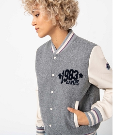 blouson bomber femme bi-matieres - camps united gris vestesC879401_3