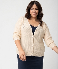 gilet femme grande taille en grosse maille et boutons fantaisie beige pulls et giletsC879801_1