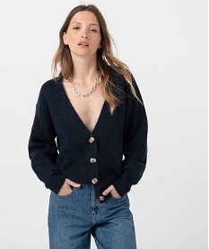 gilet femme a col v et boutons fantaisie bleu giletsC880001_2