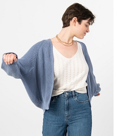 gilet femme en grosse maille emmanchures chauve-souris bleu giletsC880501_2
