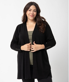 GEMO Gilet long porté ouvert femme grande taille noir standard