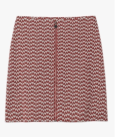jupe femme a motifs graphiques et fermeture zippee devant rougeC881601_4