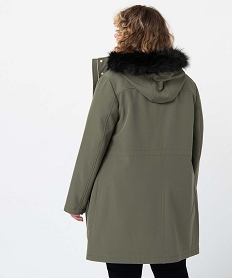 manteau femme a capuche fantaisie et details metalliques vertC882101_3