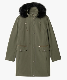 manteau femme a capuche fantaisie et details metalliques vert vestes et manteauxC882101_4