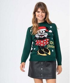 GEMO Pull de Noël femme à motif XXL Minnie - Disney vert standard