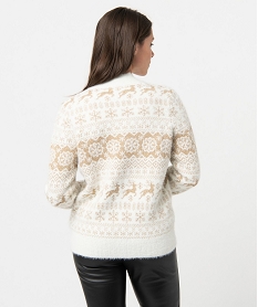 pull femme en jacquard dore motif hiver beige pullsC883901_3