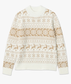 pull femme en jacquard dore motif hiver beige pullsC883901_4