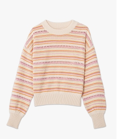 pull femme ample en maille fantaisie ajouree multicolore pullsC884701_4