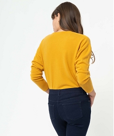 pull a col rond finitions roulottees femme jaune pullsC889501_3