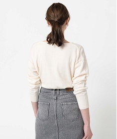 pull femme en maille fine avec large col v beige pullsC889901_3