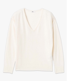 pull femme en maille fine avec large col v beige pullsC889901_4