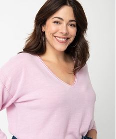 pull femme grande taille a col v rose pulls et gilets