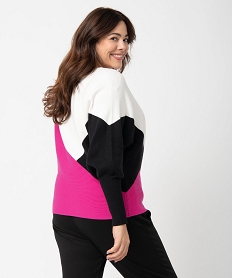 pull femme grande taille a manches chauve-souris et color block graphique multicoloreC892301_3