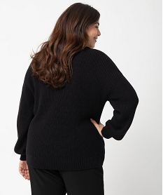 pull femme grande taille avec decollete v en dentelle noir pulls et giletsC892401_3