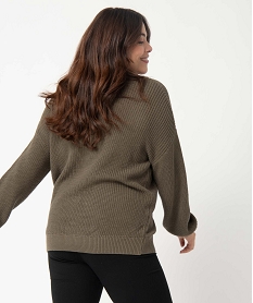 pull femme grande taille avec decollete v en dentelle vertC892501_3