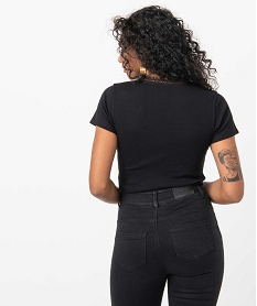 tee-shirt femme a manches courtes forme cache-cour noir t-shirts manches courtesC893801_3
