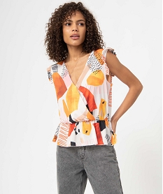 blouse femme imprimee avec basque imprime t-shirts manches courtesC893901_2