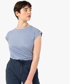tee-shirt femme a manches courtes a revers bleu t-shirts manches courtesC894301_2