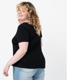 tee-shirt femme grande taille avec col v fantaisie noirC894801_3