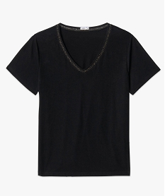 tee-shirt femme grande taille avec col v fantaisie noirC894801_4
