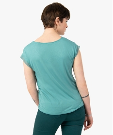 tee-shirt femme a manches courtes avec col v en dentelle bleu t-shirts manches courtesC895701_3