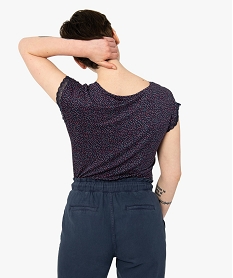 tee-shirt femme imprime avec finitions dentelle bleu t-shirts manches courtesC895801_3