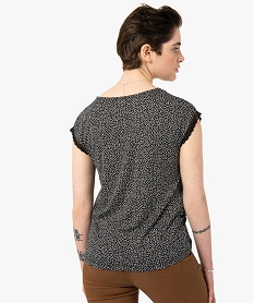 tee-shirt femme imprime avec finitions dentelle blanc t-shirts manches courtesC895901_3