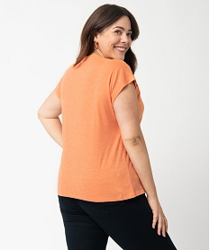 tee-shirt femme grande taille brode sur lavant orangeC896301_3