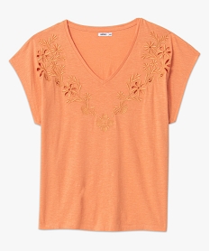 tee-shirt femme grande taille brode sur lavant orangeC896301_4