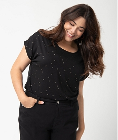 GEMO Tee-shirt femme grande taille à manches courtes et micro-motifs argentés Imprimé
