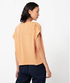tee-shirt femme coupe oversize en maille pailletee orange t-shirts manches courtesC897101_3