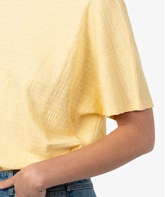 tee-shirt femme a manches courtes en maille texturee jaune t-shirts manches courtesC897601_2